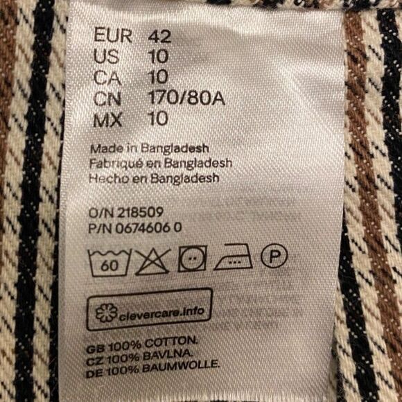 H&M Divided Side Button Plaid Cotton Hounds Tooth Skirt Size 10 - Picture 5 of 7